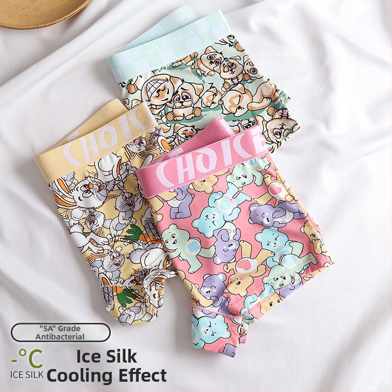 Γυναικείες μποξέρ σλιπ από ice silk, αναπνέοντες, μεσαία μέση, βασικό ύφασμα: νάιλον, επένδυση καβάλου βαμβάκι (90–95%).