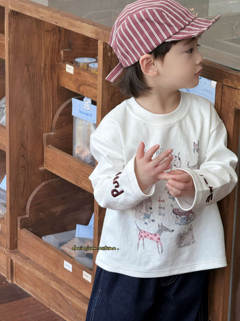 Dječja dugačka pamučna majica, unisex, korejski stil, za uzrast 3–8 godina, jesensko izdanje 2025.