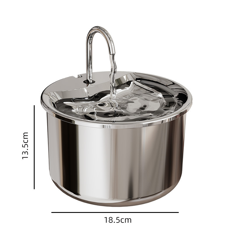 Fântână de apă pentru animale de companie din oțel inoxidabil — ciclu automat, funcționare silențioasă, design detașabil, model FT444, cod articol 2505KFZB3688, potrivit pentru pisici și câini