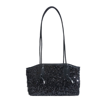 Csillogó válltáska PU anyagból, utcai stílus, horizontálisan négyszögletes forma, cipzáras nyitás, belső zseb a telefon számára, egy vállpánt