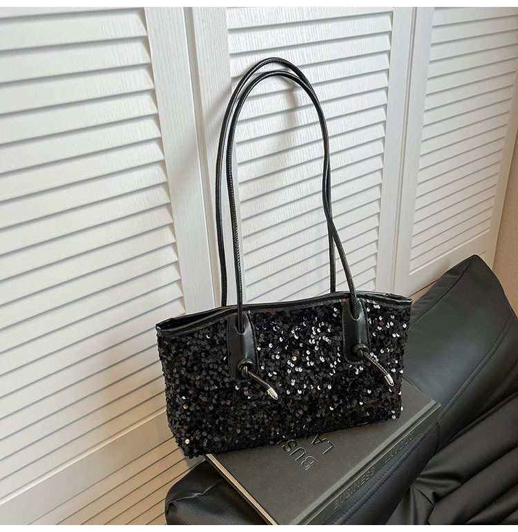 Csillogó válltáska PU anyagból, utcai stílus, horizontálisan négyszögletes forma, cipzáras nyitás, belső zseb a telefon számára, egy vállpánt