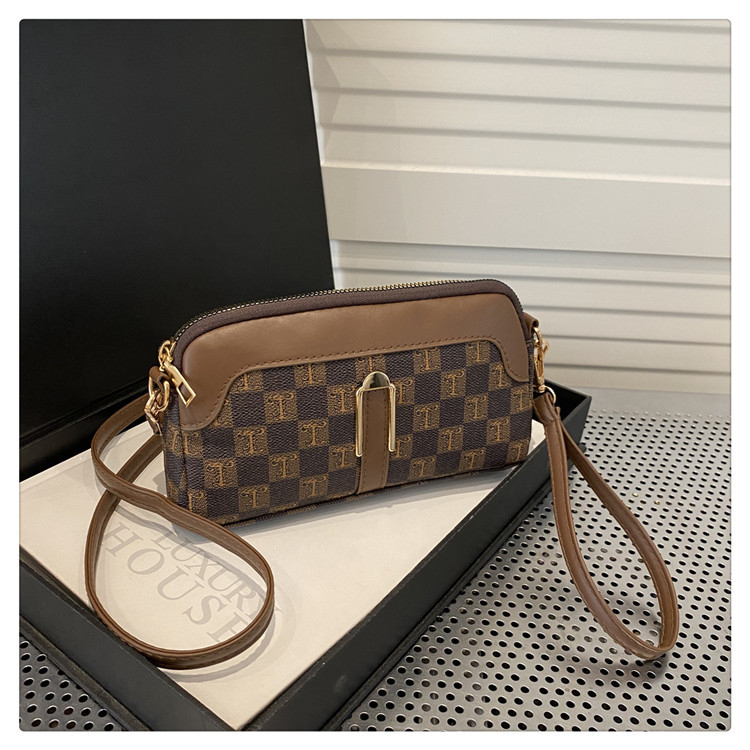 PU-anyagú vállon átvetős crossbody táska, utcai stílus, vízszintes négyzet alak, cipzáras nyitás, belső telefonzseb