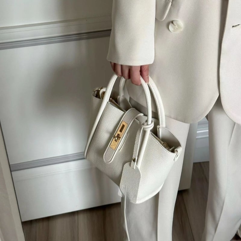 PU-ból készült vödörtáska, városi egyszerű stílus, cipzáras zárás, PU bélés