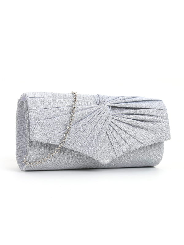 Prom Queen pliszírozott cilindrikus clutch táska lánccal, fedéllel záródó, belső zsebek telefonra és személyi igazolványra, poliészterből