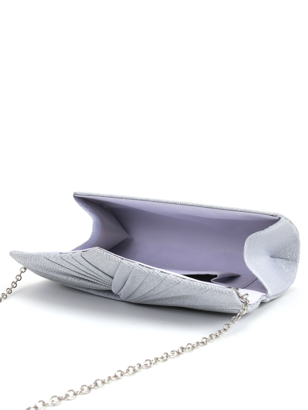 Prom Queen pliszírozott cilindrikus clutch táska lánccal, fedéllel záródó, belső zsebek telefonra és személyi igazolványra, poliészterből