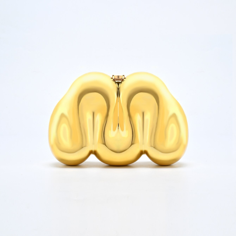 Akril kör alakú esti kézitáska kemény héjjal, mágneses zár, belső cipzáras rekesz, bélés nélkül