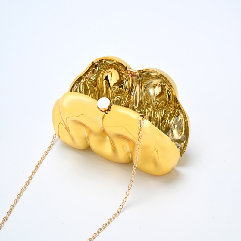 Akril kör alakú esti kézitáska kemény héjjal, mágneses zár, belső cipzáras rekesz, bélés nélkül