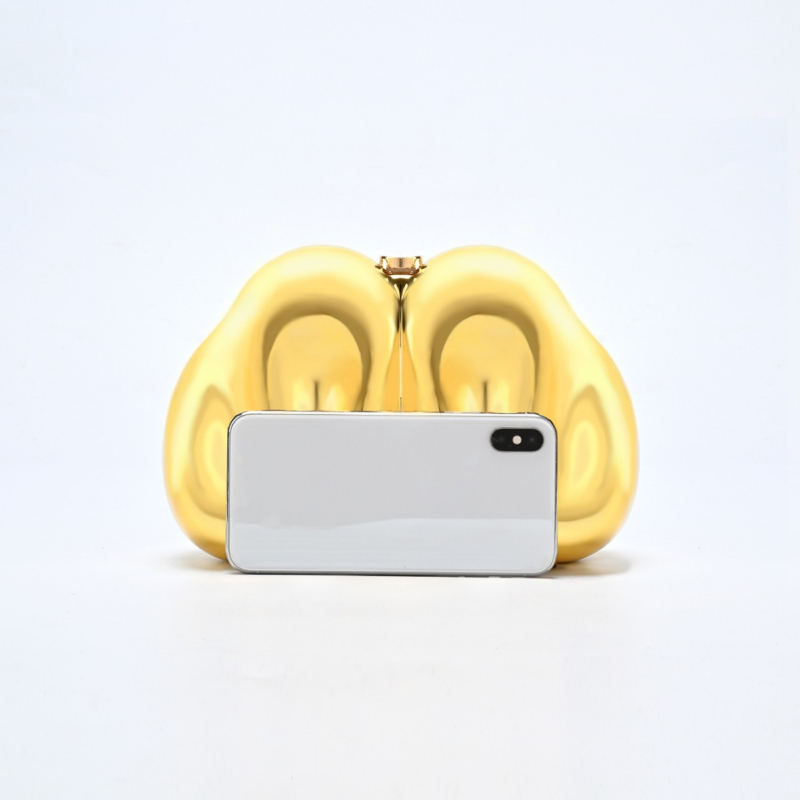 Akril kör alakú esti kézitáska kemény héjjal, mágneses zár, belső cipzáras rekesz, bélés nélkül