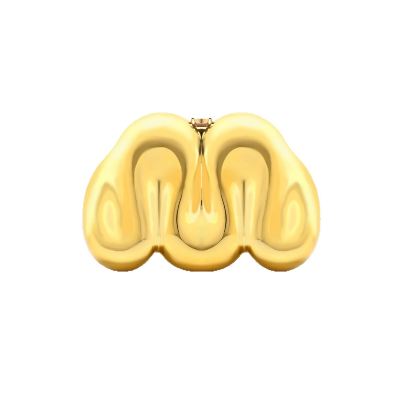 Akril kör alakú esti kézitáska kemény héjjal, mágneses zár, belső cipzáras rekesz, bélés nélkül