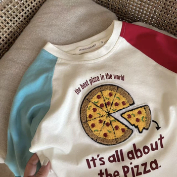 Gyerekeknek szóló póló, koreai stílusú, 100% pamut, hosszú ujjú, kerek nyakú, karikatúra mintázat