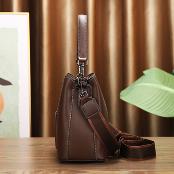 PU bőr bucket táska, utcai divat stílus, poliészter bélés, cipzáras zárás