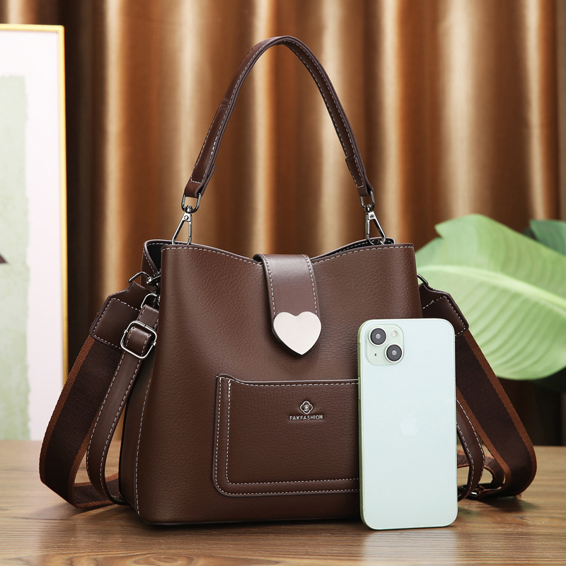 PU bőr bucket táska, utcai divat stílus, poliészter bélés, cipzáras zárás