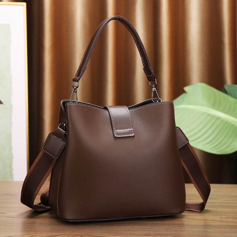 PU bőr bucket táska, utcai divat stílus, poliészter bélés, cipzáras zárás