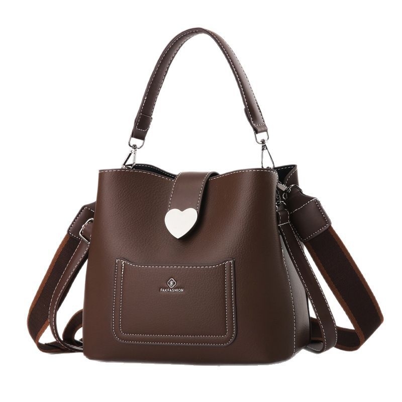 PU bőr bucket táska, utcai divat stílus, poliészter bélés, cipzáras zárás