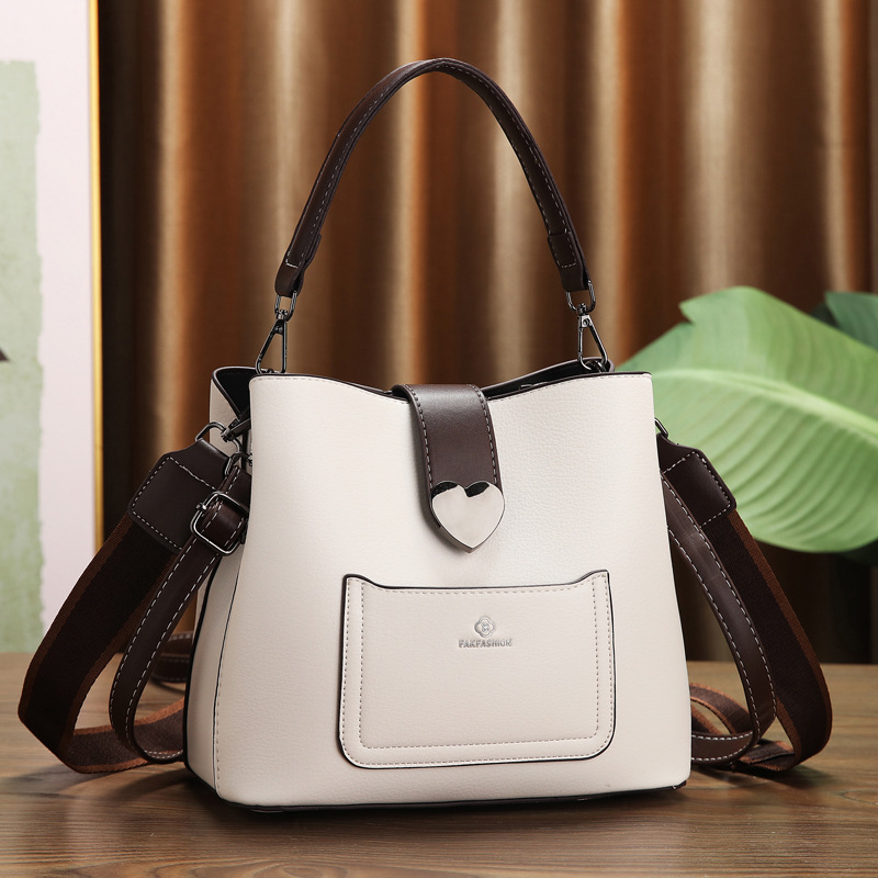 PU bőr bucket táska, utcai divat stílus, poliészter bélés, cipzáras zárás