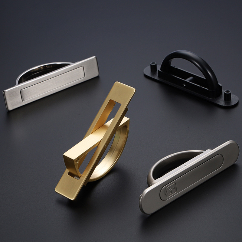 Tatami fogantyú szekrényekhez és gardróbokhoz, cinkötvözet, beépített, láthatatlan forgó kilincs