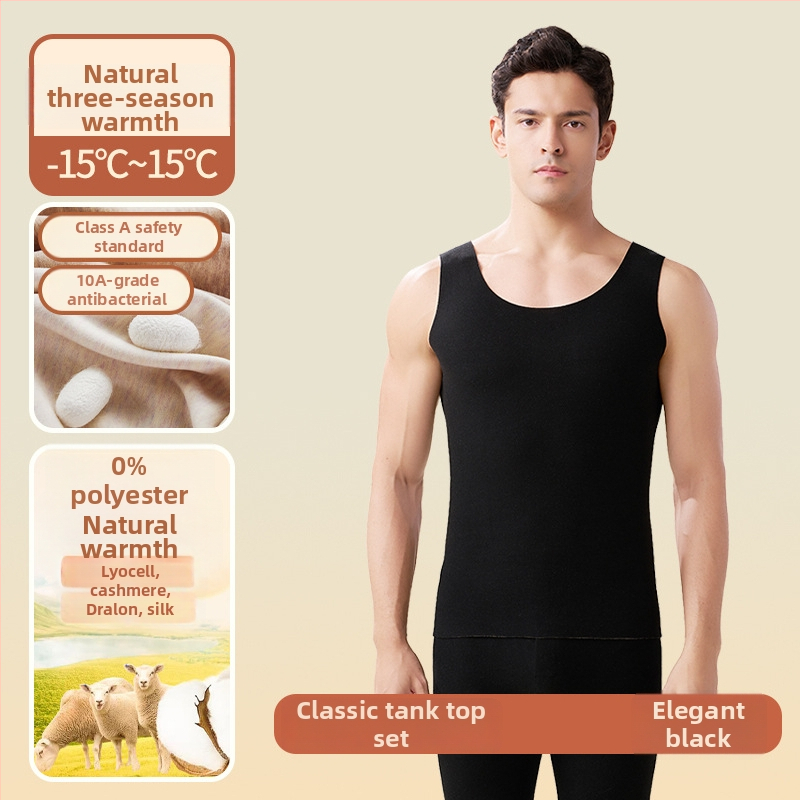 Férfi termikus mellény, akril rostból, extra vastag 301–350 g/m², körkörös nyakú, egy réteg