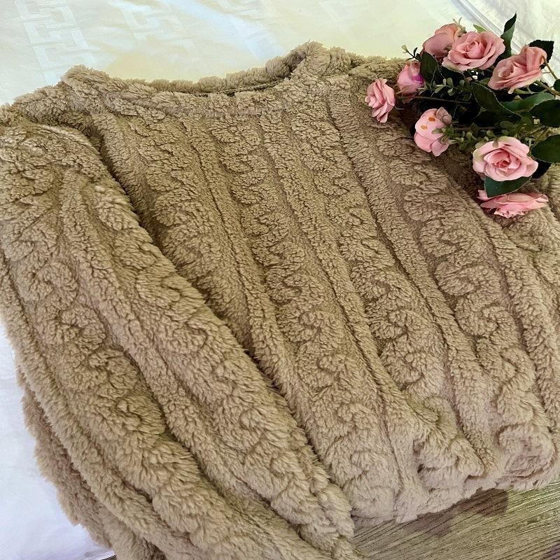 Női korall fleece pizsama felső, kerek nyakú, hosszú ujjú, vastag, meleg, poliészter 95–100%