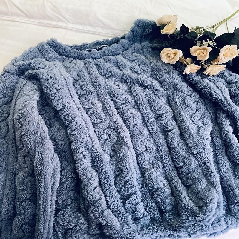 Női korall fleece pizsama felső, kerek nyakú, hosszú ujjú, vastag, meleg, poliészter 95–100%