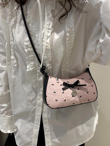 Podlaktna torbica Bowknot, PU materijal, horizontalni kvadratni oblik, zatvarač, gradski stil