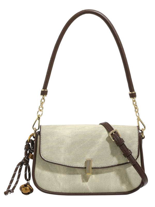 Ženska crossbody torbica u korejskom stilu, mikrovlakna sintetička koža, vodoravni četverokutni oblik, zaključavanje na bravu, unutarnji džep s zipom, dvostruki remeni