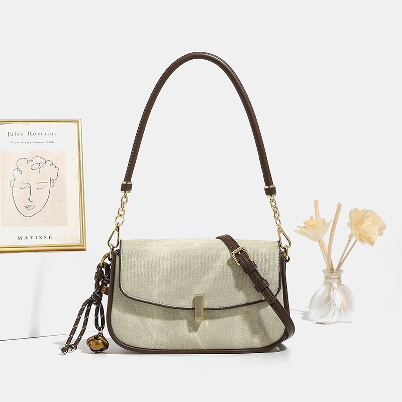 Ženska crossbody torbica u korejskom stilu, mikrovlakna sintetička koža, vodoravni četverokutni oblik, zaključavanje na bravu, unutarnji džep s zipom, dvostruki remeni