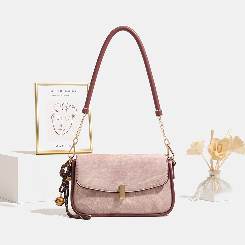 Ženska crossbody torbica u korejskom stilu, mikrovlakna sintetička koža, vodoravni četverokutni oblik, zaključavanje na bravu, unutarnji džep s zipom, dvostruki remeni