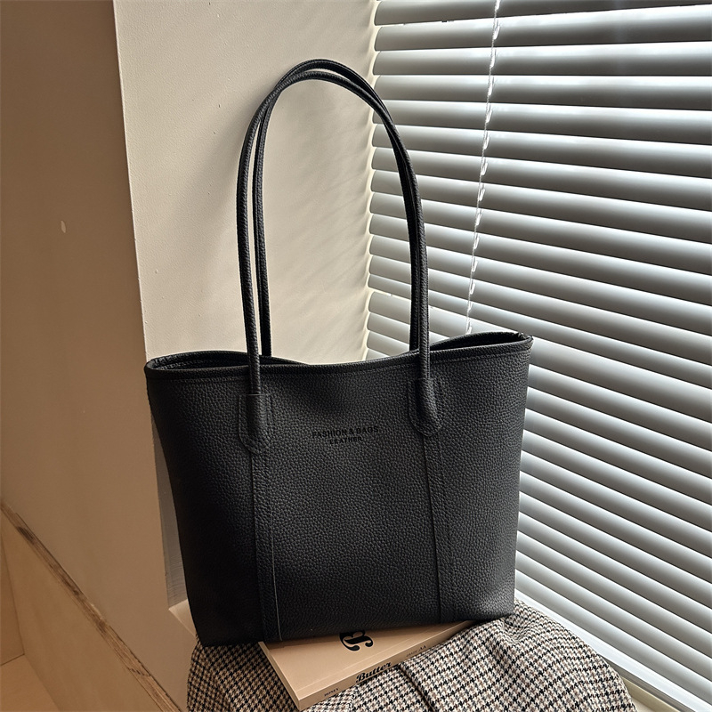 Urban minimalist tote torba od PU, oblik kanta, zatvarač, poliester podstava, dvostruke naramenice