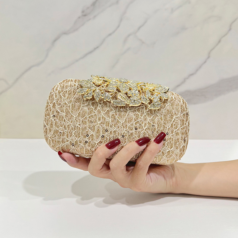 Éjszakai táska strasszos csipével - PU anyag, vízszintes négyzet alak, határokon átívelő stílus, poliészter bélés, 2025 ősz