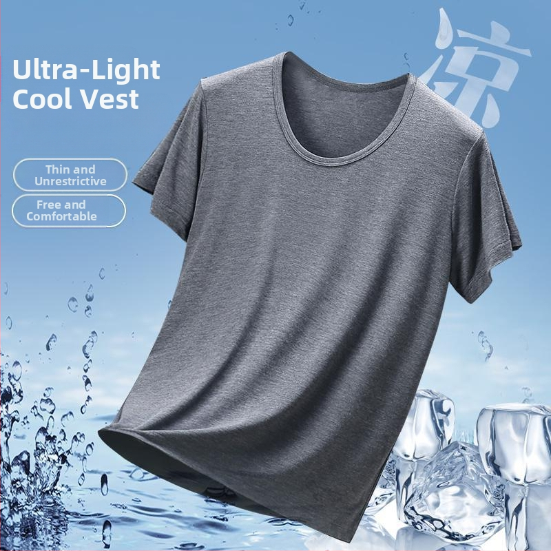 Мъжка модална тениска с кръгло деколте и къс ръкав — минималистичен стил, средна плътност 161-180 g/m², за целогодишна употреба