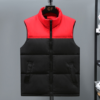 Férfi mellény pamut töltettel, vastag melegen tartó, sportos stílus, szabad szabás, poliészter anyag és poliészter bélés