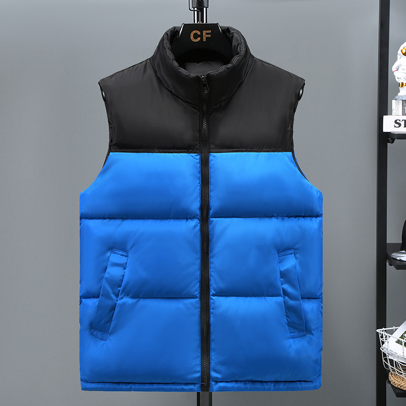 Férfi mellény pamut töltettel, vastag melegen tartó, sportos stílus, szabad szabás, poliészter anyag és poliészter bélés