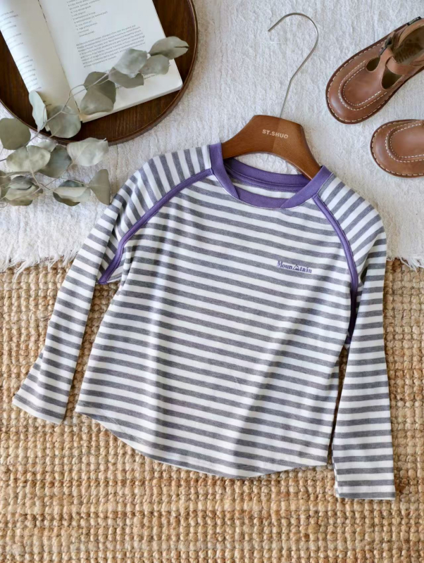 Dječje majice s dugim rukavima i prugama, Tencel smjesa, mekana obrada, za djecu 3–8 godina, jesen, unisex