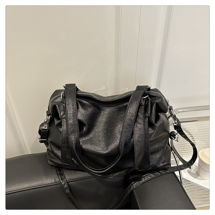 Utazó tote táska - PU anyag, városi minimalist stílus, vízszintes négyszög alak, cipzáras nyitás, belső nylon bélés