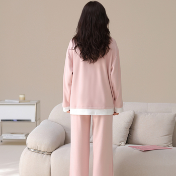 Ženski set pidžama, Derong baršun, 90–95% poliester, gusta 251–300 g/m², okrugli ovratnik, dugi rukavi