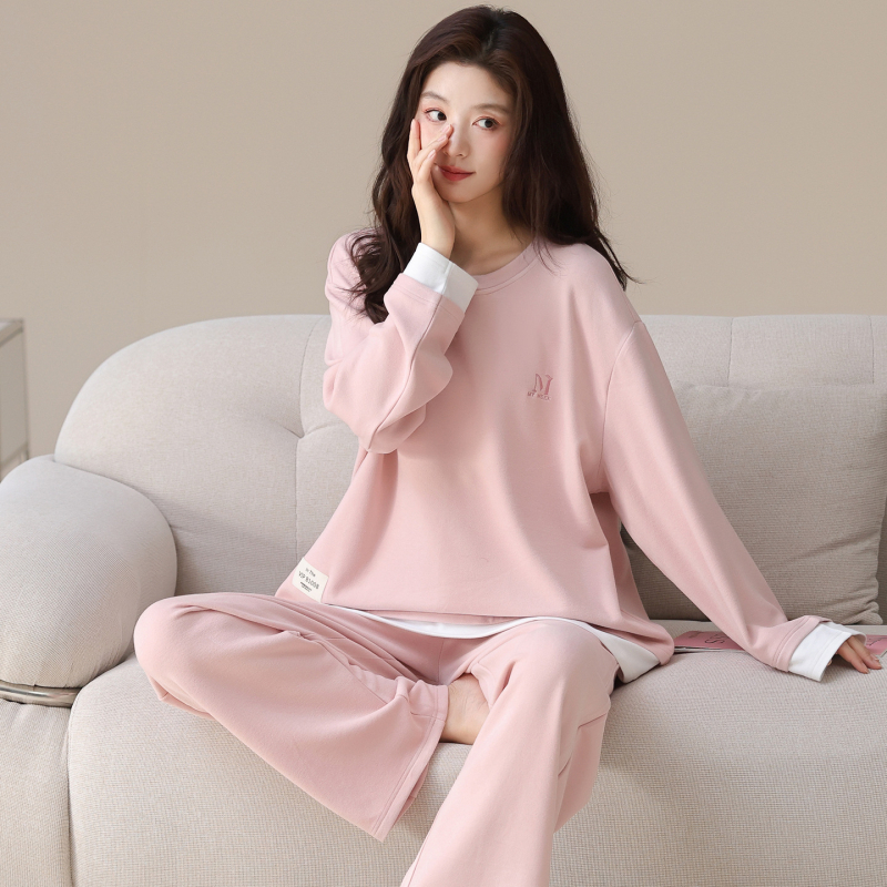 Ženski set pidžama, Derong baršun, 90–95% poliester, gusta 251–300 g/m², okrugli ovratnik, dugi rukavi