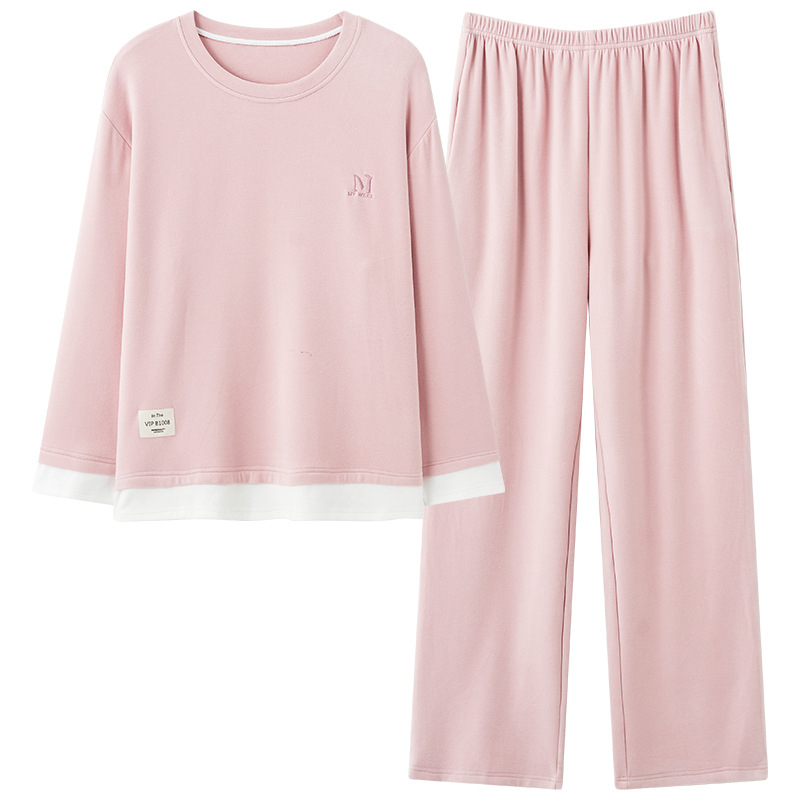 Ženski set pidžama, Derong baršun, 90–95% poliester, gusta 251–300 g/m², okrugli ovratnik, dugi rukavi