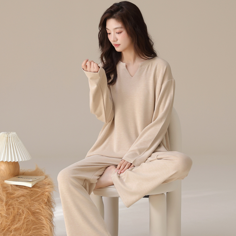 Ženski set pidžama, Derong baršun, 90–95% poliester, gusta 251–300 g/m², okrugli ovratnik, dugi rukavi
