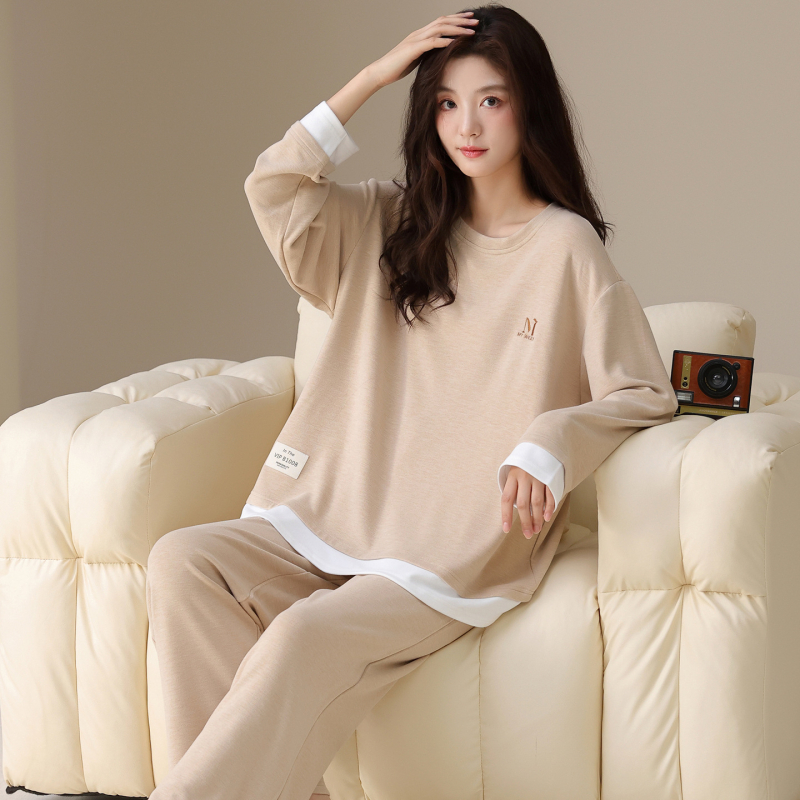 Ženski set pidžama, Derong baršun, 90–95% poliester, gusta 251–300 g/m², okrugli ovratnik, dugi rukavi