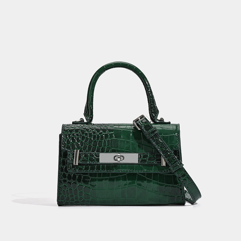 Koreai stílusú PU krokodilmintás női oldaltáska fedővel, vízszintes négyzetes forma, telefonrekesz