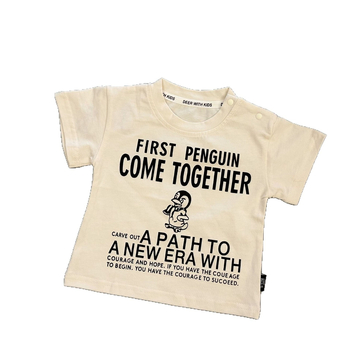 100% pamuk dječji ljetni T-shirt s izvezenim slovima i motivom pingvina - ležerni stil za uzrast 1-3 godine (Ljeto 2025)