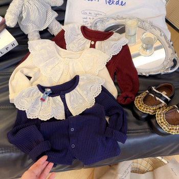 Dječje majice s dugim rukavima i čipkastim ovratnikom, korejski stil, za djecu od 3 do 8 godina, proljeće i jesen