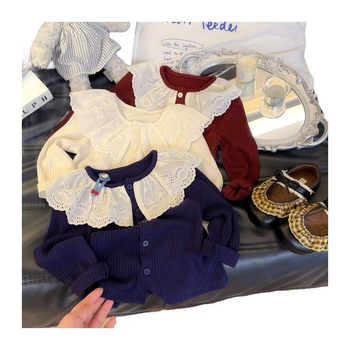 Dječje majice s dugim rukavima i čipkastim ovratnikom, korejski stil, za djecu od 3 do 8 godina, proljeće i jesen