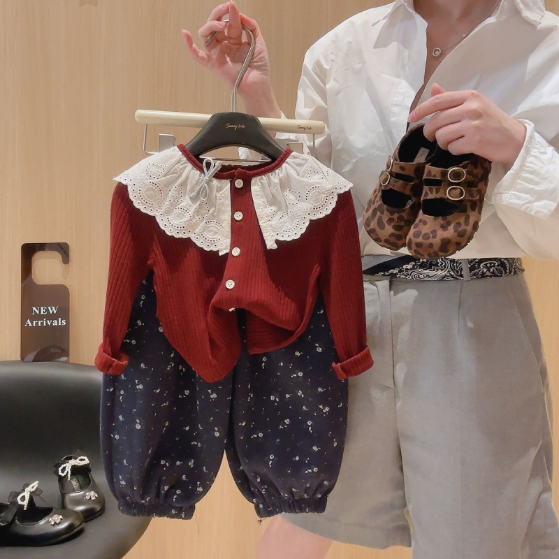 Dječje majice s dugim rukavima i čipkastim ovratnikom, korejski stil, za djecu od 3 do 8 godina, proljeće i jesen