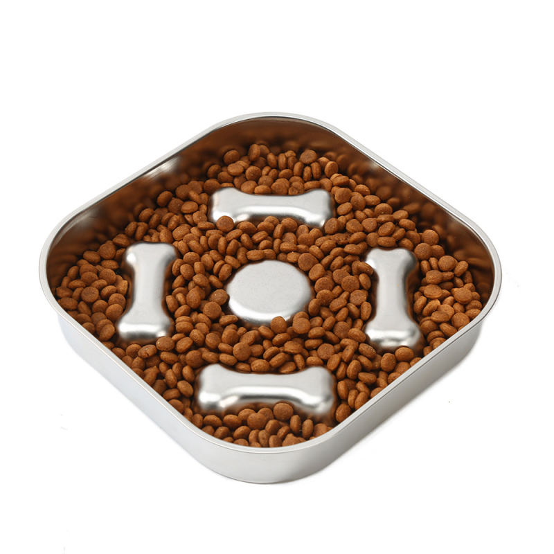 Posuda za sporo hranjenje kućnih ljubimaca, od 304 nehrđajućeg čelika, protuklizna, jednostavna za čišćenje, otporna na grizanje, sprječava gušenje mačaka i pasa