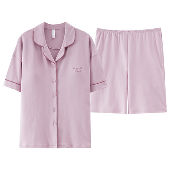 Ženski pamučni set pidžame – lagani kardigan s kratkim rukavima i šorcevima, 100% pamuk, lagan i udoban