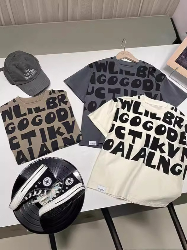 Dječja majica, Korejski stil, uzorak slova, 95% pamuk, kratki rukavi