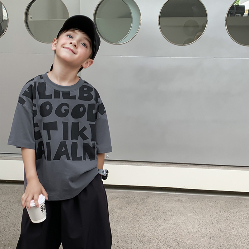 Dječja majica, Korejski stil, uzorak slova, 95% pamuk, kratki rukavi