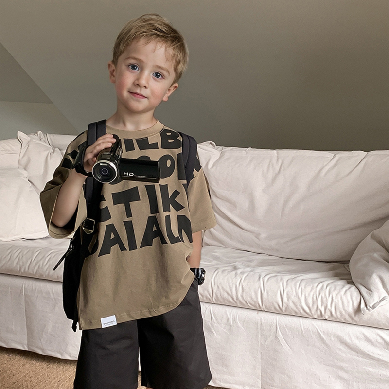 Dječja majica, Korejski stil, uzorak slova, 95% pamuk, kratki rukavi