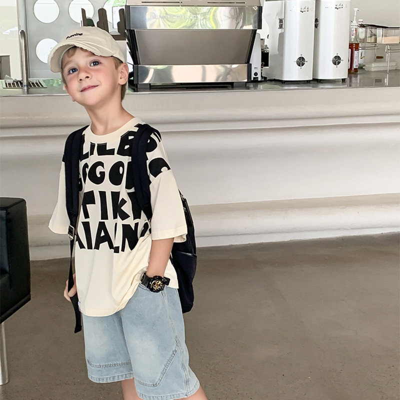 Dječja majica, Korejski stil, uzorak slova, 95% pamuk, kratki rukavi